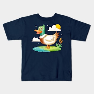 Hand Drawn Cartoon  Duck Kids T-Shirt